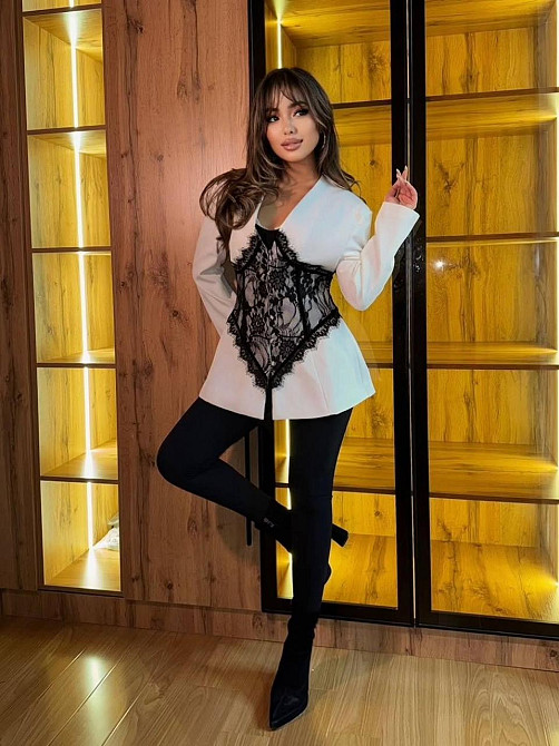 Женский стильный привлекательный пиджак костюмка + кружево Одесса - изображение 8