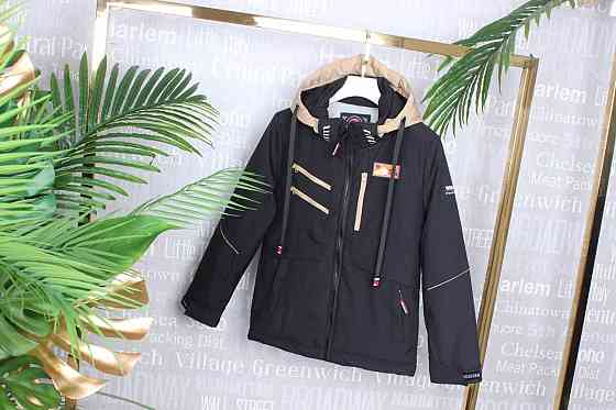 Демисезонная черная куртка с бежевыми вставками для мальчиков 140,146,152 Николаев