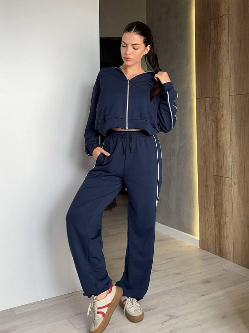 Жіночий стильний повсякденний костюм двонитка Синій, 42/44 Одеса - фото 4