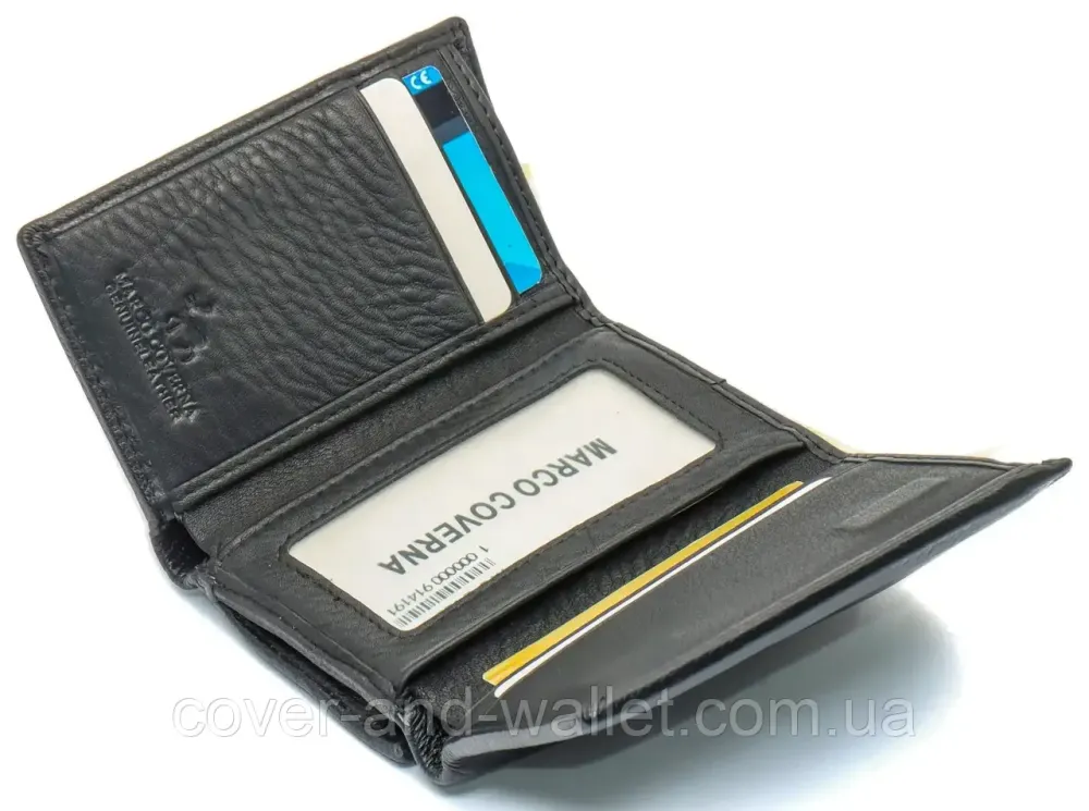 Компактный женский кошелек на магнитах в три сложения Marco Coverna MC-1419 Черный Киев - изображение 5