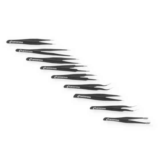 Набор пинцетов из нержавеющей стали 9шт, антистатичные, тефлон. покрытие, радиотехнические (чехол) Мукачево