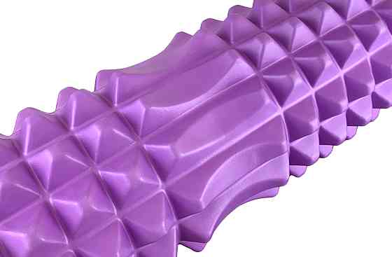 Масажний ролик EasyFit Grid Roller 33 см v.1.2 із заглушками з обох сторін (фіолетовий) Коломыя