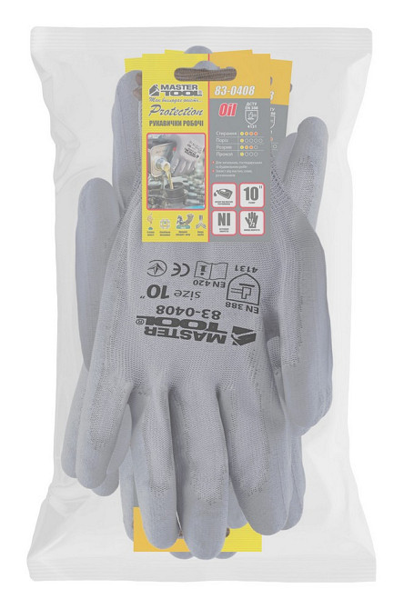MASTERTOOL Рукавички трикотажні безшовні MASTERTOOL нітрилове покриття долоні 10" 12 пар сірі 8 Коломия - фото 4