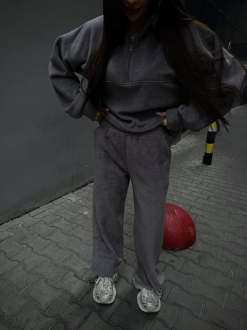 Жіночий зручний теплий костюм із флісу двосторонній Графіт, 42/44 Одеса - фото 8