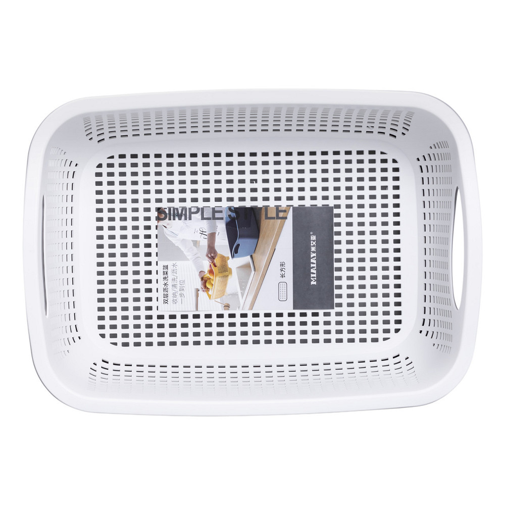 Yiwu Кошик-друшлак 2 в 1 для миття овочів, фруктів і зелені 32×23×13 (см) Білий HP-45-5W Коломыя - изображение 4