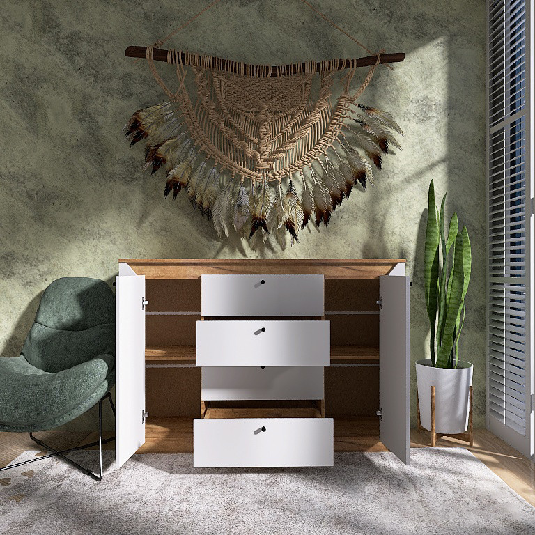 Комод в спальню Эверест Нордик-1400 140х38х95 см Белый + Дуб крафт золотой (DTM-5531) Днепр - изображение 3