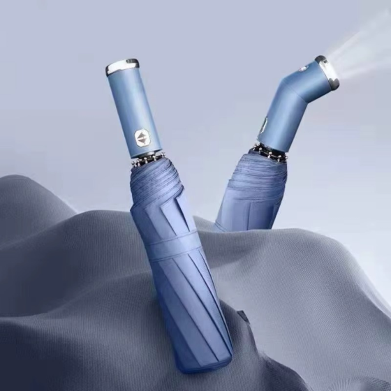 Зонт 98 см с Led-фонариком от дождя, солнца, диаметр, зонт автоматический,10 спиц, hazy-blue Каменец-Подольский