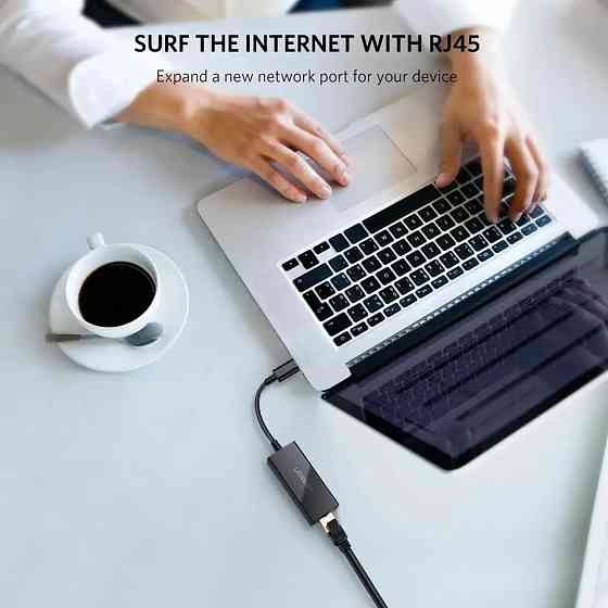 Внешняя сетевая карта Ugreen US236 USB Type-C to 10/100/1000Mbps Ethernet ‎50307 (Черный) Николаев