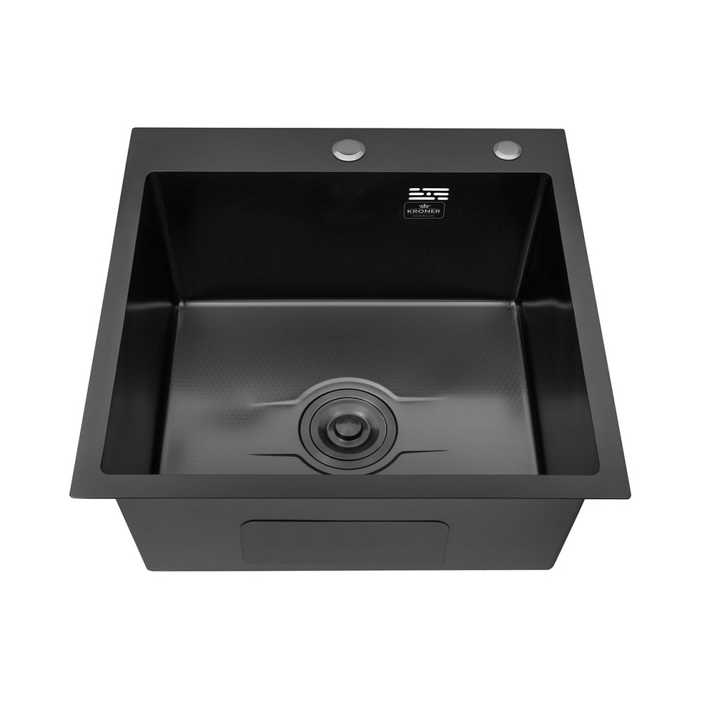Кухонна мийка з нержавіючої сталі Kroner KRP Derby - 50х50HM PVD (2,5/0,5) чорна Київ - фото 4