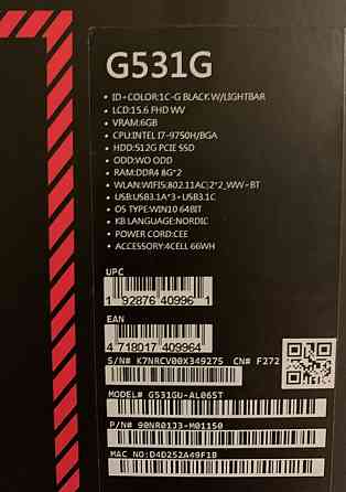 Ноутбук ASUS ROG G531G 1660Ti. Киев