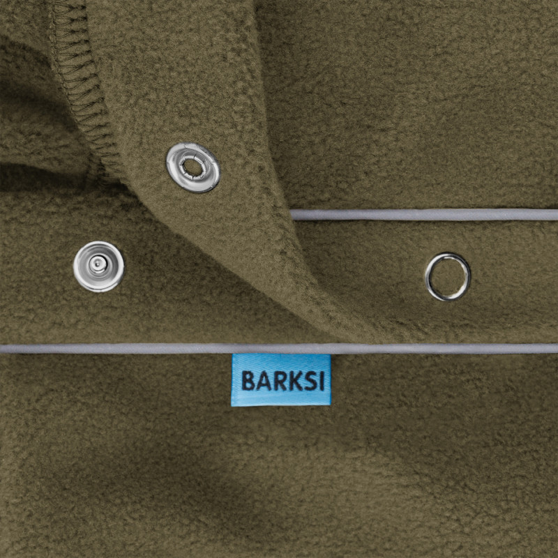 Кофта флісова для собак тепла Barksi Textile світловідбиваюча з високим горлом чорна з оливковим Одеса - фото 7