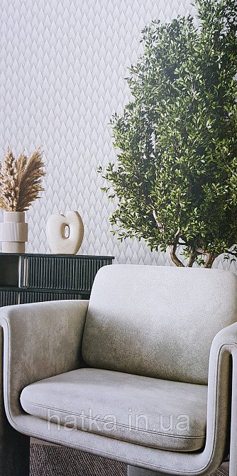 Обои виниловые на флизелине AdaWall Omega1.06х10 геометрия 3д фигуры структурные серебристые  23202-2 Киев - изображение 1