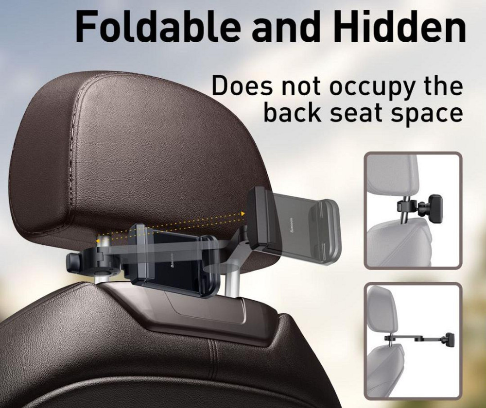 Автотримач на підголовник з бездротовий Qi 15W зарядкою Baseus Energy Storage WXHZ-01 (Чорний) Николаев - изображение 7
