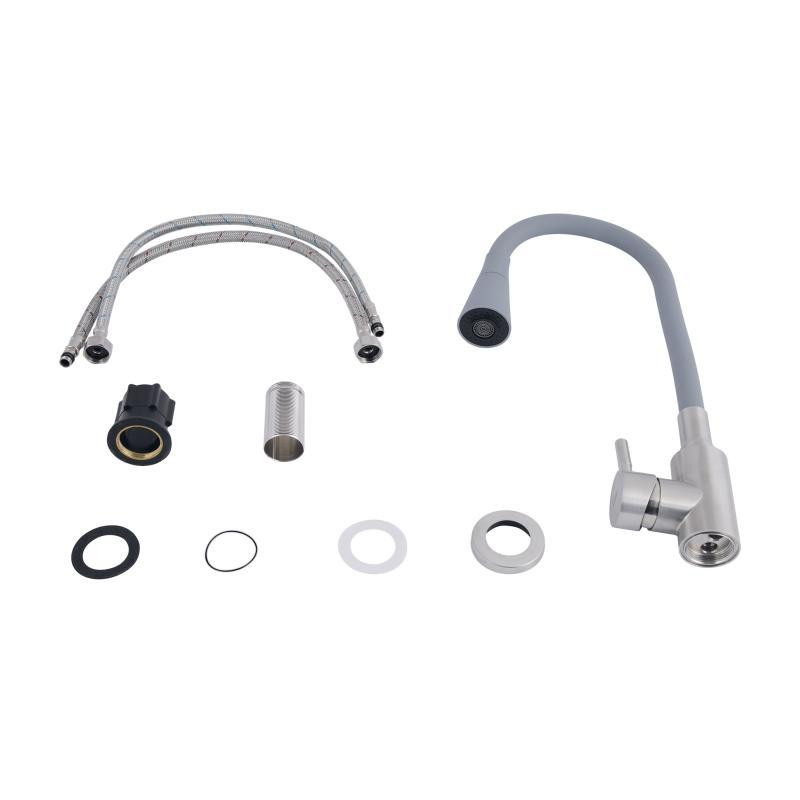 Смеситель для кухни Lidz Aria 015F31 с гибким изливом LDARI015F31GNK31871 Nickel/Grey Харьков - изображение 4