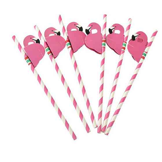 Коктейльні трубочки Фламінго 10 штук 19 см рожевий Київ