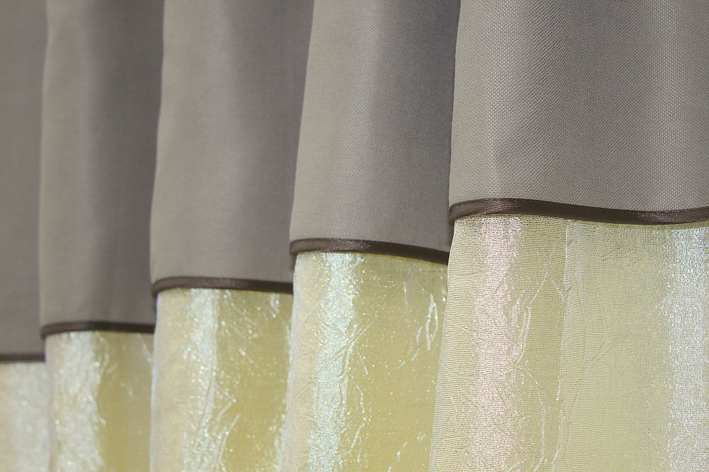 Кухонные шторы VR-Textil № 073к с ламбрекеном и подхватами светло-золотистый с какао 270х170 см (52-0168) Киев - изображение 4