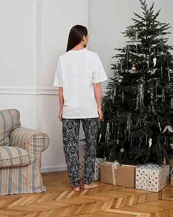 Жіночі піжамні штани — чорні в геометричний візерунок Nicoletta 1134Ш S Київ