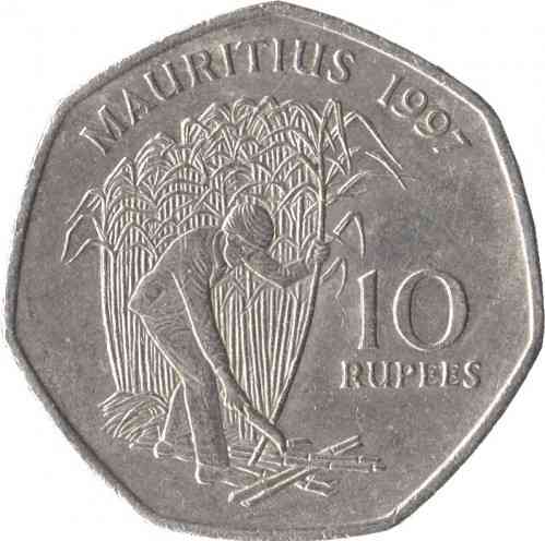 Монета 10 рупій 1997-2000, Маврикій (АБ) Полтава