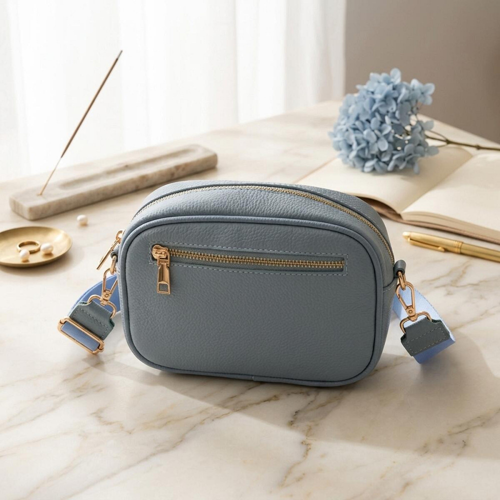 Сумка жіноча на кожен день з натуральної шкіри Vintage 22902 Сіро-блакитний Київ - фото 14