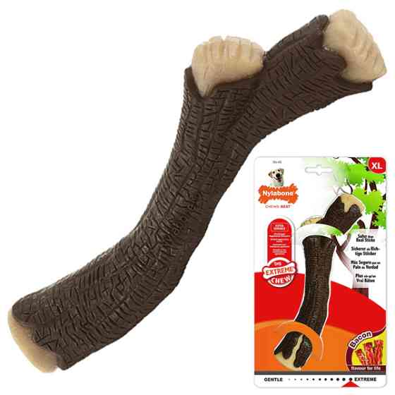 Nylabone Extreme Chew Wooden Stick НИЛАБОН ВЕТКА жевательная игрушка для собак, вкус бекона Киев