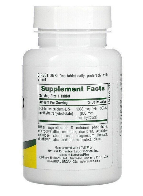 Метилфолат, Folic Acid, Nature's Plus, 800 мкг, 90 таблеток Київ - фото 2