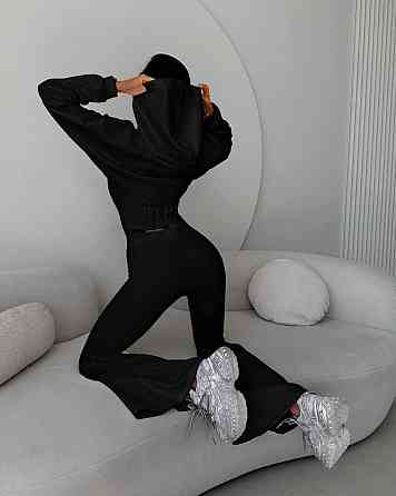 Женский стильный костюм тройка: кофта, корсет и лосины замш на дайвинге Черный, 46/48 Одесса