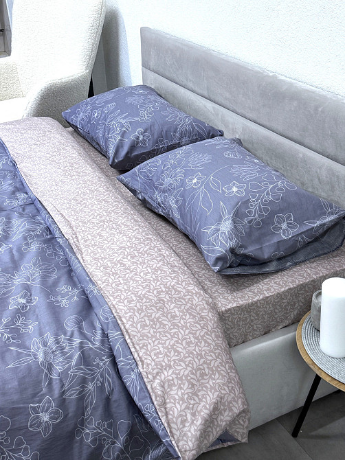 Ecotton Комплект постільної білизни Ecotton двоспальний 180х215 см сатин фіолетовий Квіти (рис. Коломыя - изображение 3