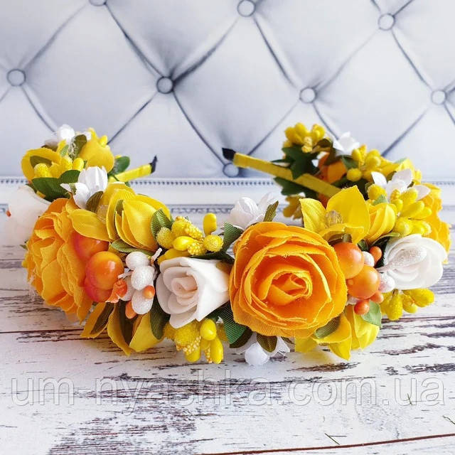Обідок обруч з трояндочками "Жовтий Пишний" Кривий Ріг - фото 1