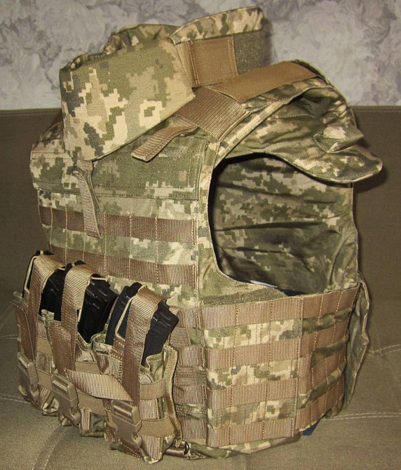 Тактичний комплект захисту плитоноски + захист шиї + бічні плити 0.6 кг Корсар Темп 3000 4 клас (Піксель) Вінниця - фото 1