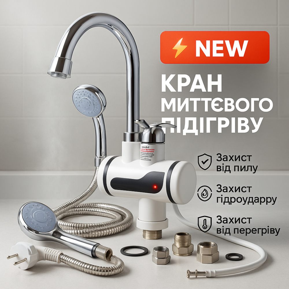 Кран электроводонагреватель DIGITAL, Кран с подогревом воды для раковины Подогреватель воды на XG-32 Львов - изображение 11