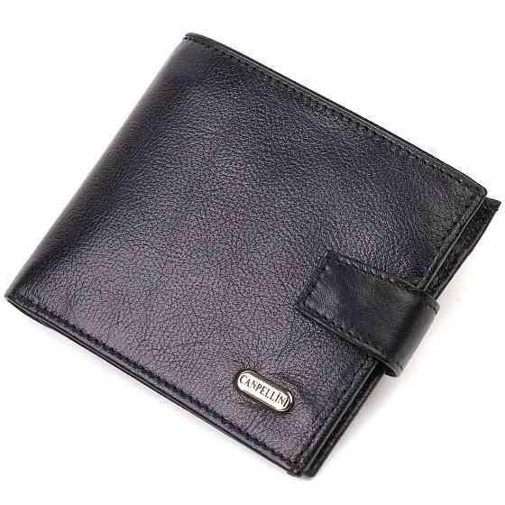 Зручний чоловічий гаманець з натуральної гладкої шкіри CANPELLINI 21877 Чорний Київ