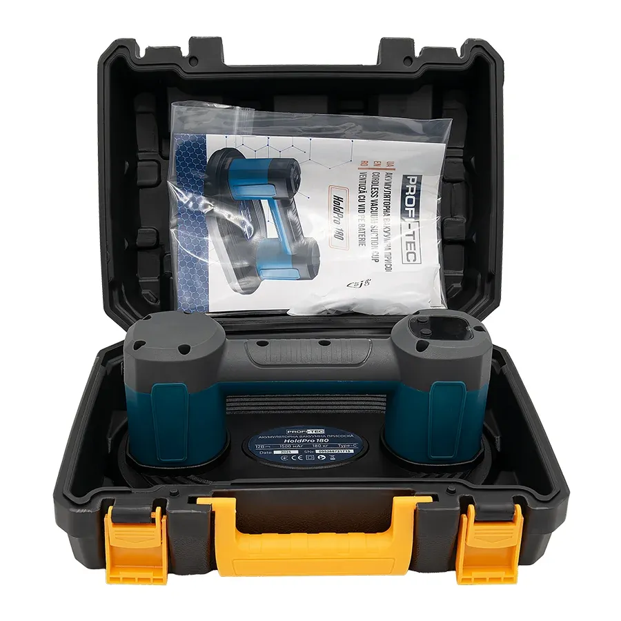 Потужна акумуляторна вакуумна присоска PROFI-TEC HoldPro 180 : з АКБ 12V 1.5 Ah + ЗП (007063) Київ - фото 10