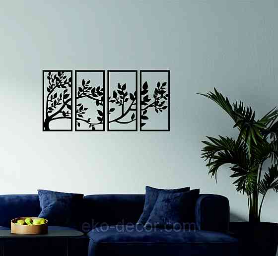 Декоративне настінне Панно «Весна», Декор на стіну 110*228 см, Чорний Київ