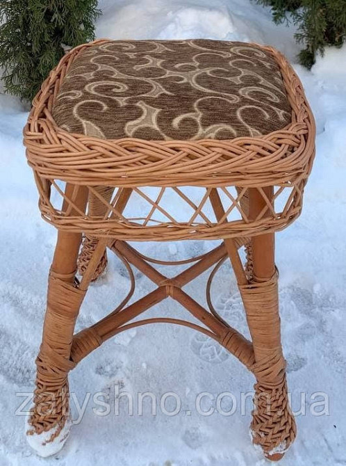Табуретка из лозы с мягким сидением Киев - изображение 1