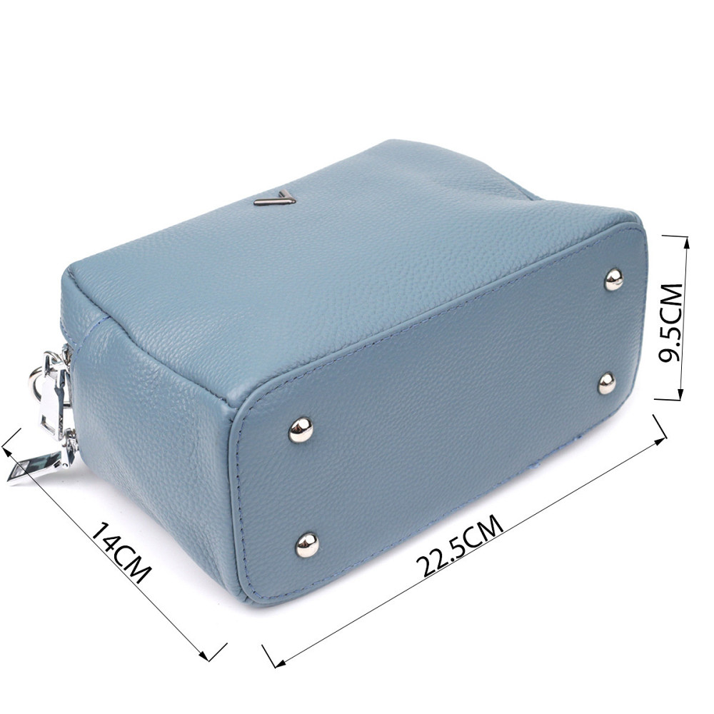 Элегантная женская сумка с двумя секциями из натуральной кожи Vintage 22920 Голубой Киев - изображение 3