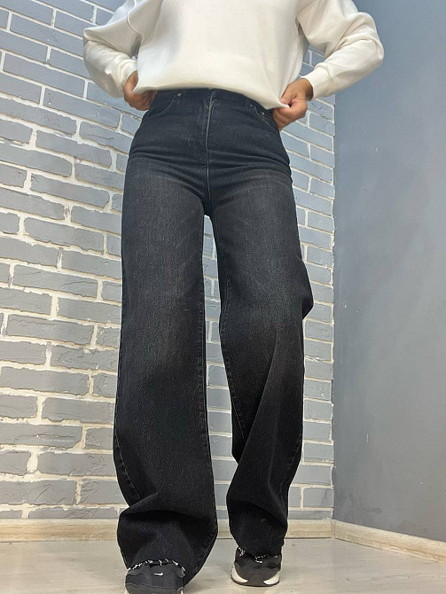 Джинсы женские Twin 1265 Straight fit палаццо широкие от бедра стрейчевые, черный, 36, 36, 79 см, 10 Одесса - изображение 9