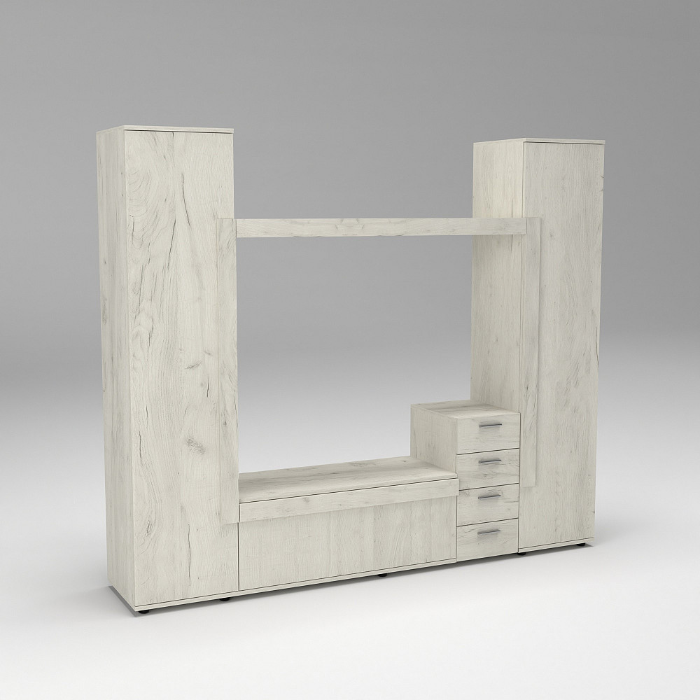 Стенка в гостиную под ТВ Эхо-2, Дуб Крафт Білий, 2160х420х1850 Львов - изображение 3