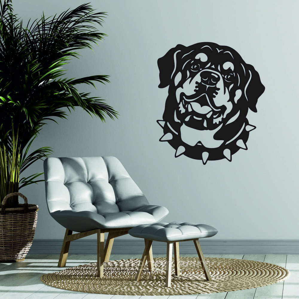 Декоративне настінне Панно  «Ротвейлер» , Декор на стіну 70*62 см, Чорний Київ - фото 1