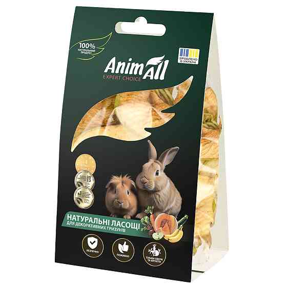 Натуральні ласощі для гризунів TM AnimAll АнімАлл сушені яблуко та банан, 30г Київ