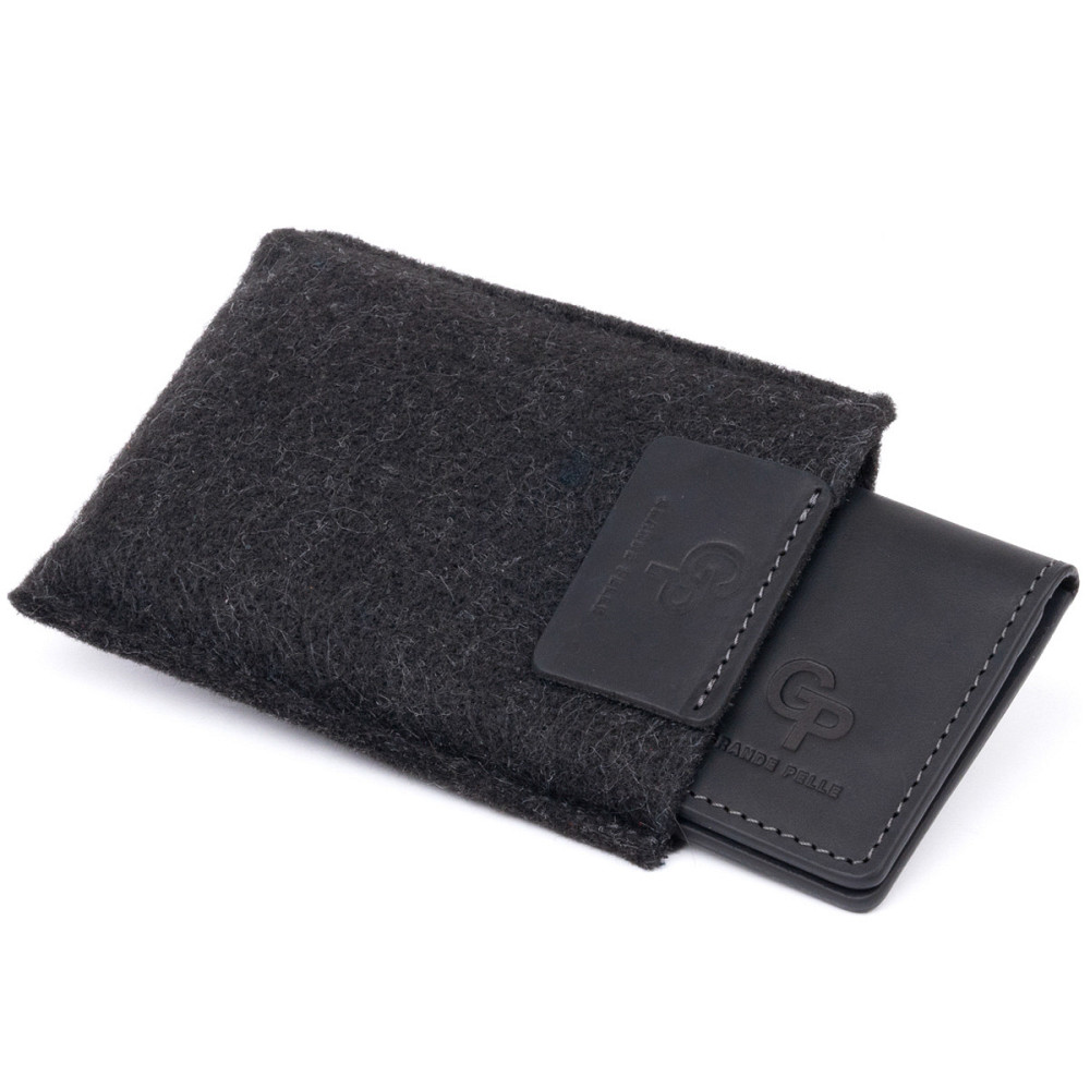 Візитниця з обкладинкою для ID-паспорта з натуральної шкіри GRANDE PELLE 11290 Чорна Київ - фото 9