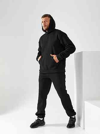 Чоловічий спортивний теплий костюм на флісі Чорний 54/56 Харків