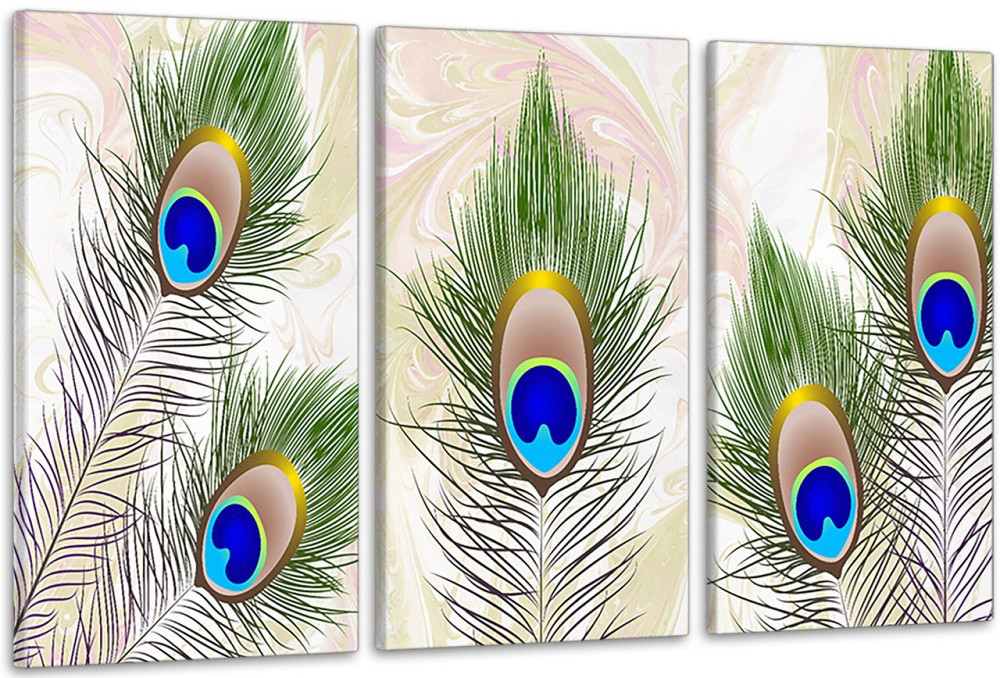 Модульная картина в гостиную / спальню   Пір`я павліна    ART-172_3A 70х130 см Киев - изображение 1