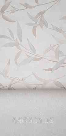 Обои виниловые на флизелине Sintra Adria метровые листья ветки бежевые коричневые серые на бежевом Киев