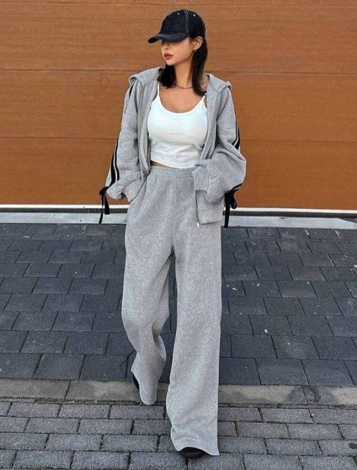 Жіночий прогулянковий оверсайз костюм двійка: худі і штани двонитка Одеса - фото 2