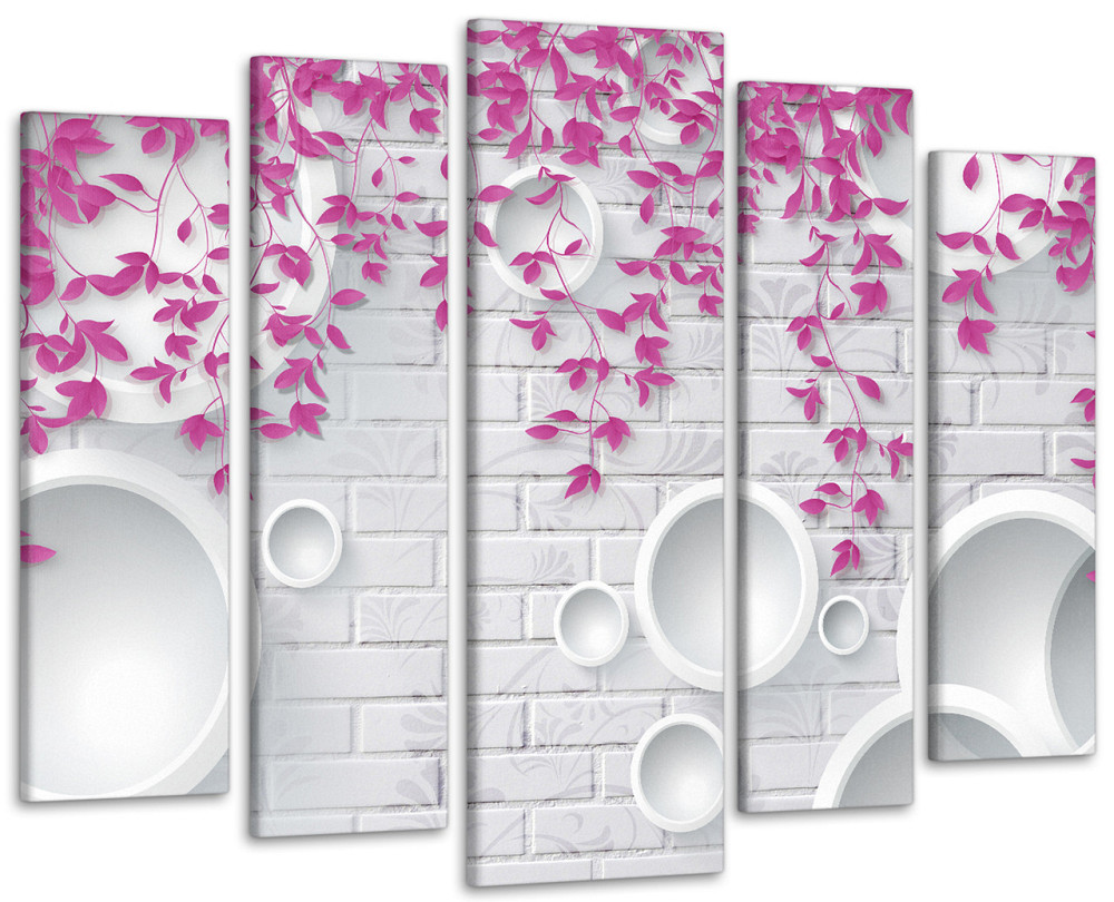 Модульная картина в гостиную / спальню Абстракция Розовые Листья Art-386_5 ( 80х118см ) 110x160 см Киев - изображение 1