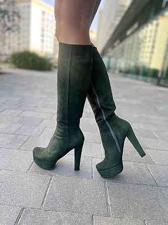 Nivelle Чоботи жіночі Nivelle темно-зелені натуральна замша висота 36-37 см обхват 33-35 см каб Коломия