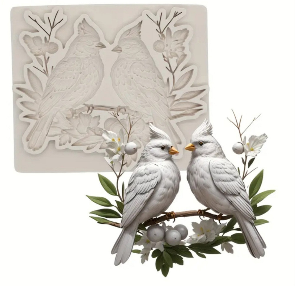 Молд силиконовый Птицы 87 на 80 мм серый Киев - изображение 1