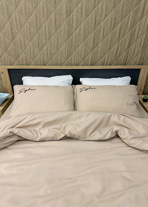 Комплект постільної білизни Сатин, Двоспальний 180х220 Бежевий (88-145) Київ - фото 5