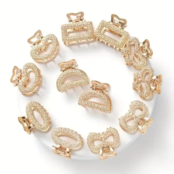 Набор из 6 золотистых мини заколок для волос – золотистые крабики Киев