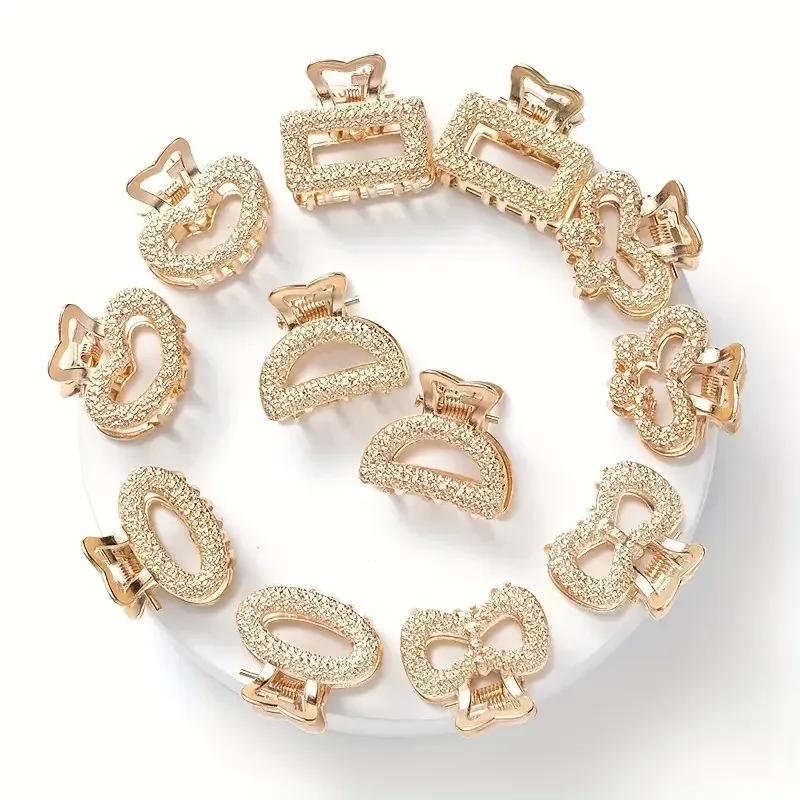 Набір із 6 золотистих міні заколок для волосся – золотисті крабики Київ - фото 2